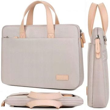 shumee Alogy Bež moška in ženska torba za čez ramo za prenosni računalnik, tablični računalnik, 14-palčna potovalna torbica iz blaga