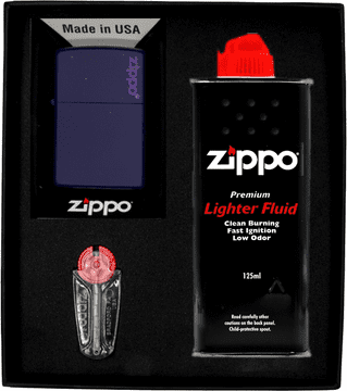 shumee ZIPPO komplet vžigalnikov, temno moder, mat, z logotipom, darilo št. 1