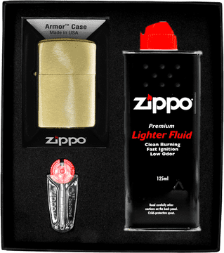 shumee ZIPPO komplet vžigalnikov BRASS BRUSHED ARMOR HEAVY darilo št. 1