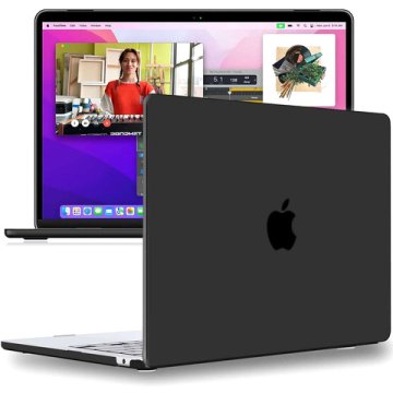 shumee Ovitek za Macbook Air 15 M2 2023 M3 2024 A2941A3114 ohišje mat Alogy trdi ovitek črne barve