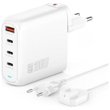 shumee 100W 4smarts stenski polnilnik 3xUSB-C/1xUSB-A bele barve