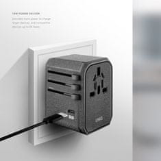 UNIQ 33W UNIQ Power Delivery Hitro polnjenje 2xUSB stenski polnilnik siv