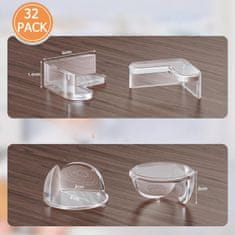 Nikcorp Silikonski ščitniki za vogale in robove pohištva 32 kosov | Prozorna zaščita za otroke | Samolepilni L in kroglični nastavki