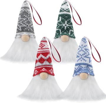 shumee 4x SET DEKORACIJ ZA BOŽIČNO JELKO ŠKRATKI GNOMI Pisana NAMIZNA FIGURICA