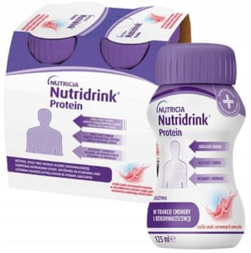 shumee Nutridrink beljakovinski napitek z okusom rdečega sadja 4 x 125 ml