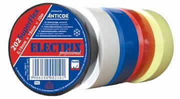 shumee PVC električni izolacijski trak 0,19 mm x 19 mm x 20 m mavrični Electrix 202 SuperFlex pakiranje od 5 kosov