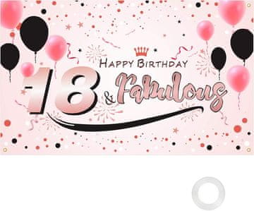 shumee BIRTHDAY BANNER 18 180x115cm FOTO OZADJE ROZA