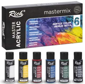 shumee AKRILNE BARVE za keramiko, les, tkanine, komplet 6 barv, 60 ml Rich