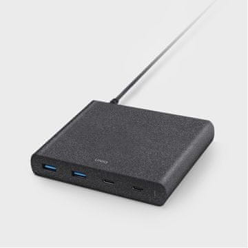 shumee 90W UNIQ Quick Charge 3.0 stenski polnilnik 2xUSB + 2xUSB-C črne barve