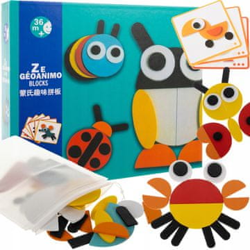 shumee Lesena sestavljanka Montessori bloki Lesena sestavljanka Igra Mozaik Logika