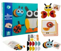 shumee Lesena sestavljanka Montessori bloki Lesena sestavljanka Igra Mozaik Logika