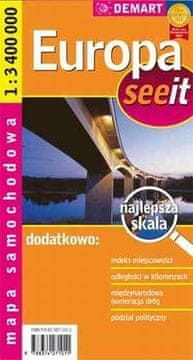 shumee Evropa, glej - cestni zemljevid 1:3400000