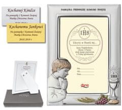 shumee SREBRN PISAN OKVIR ZA FOTOGRAFIJE ZA FANTKA, SPOMINEK ZA OBHAJILO, 13 x 17,5 cm