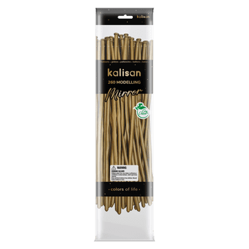 shumee 260M Mirror Gold modelirni baloni z nastavkom, 115 cm, 50 kosov.