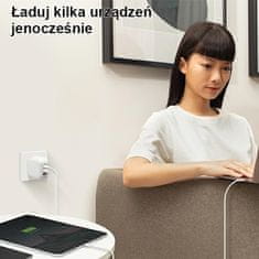 UNIQ 66W UNIQ GaN USB-C stenski polnilnik bele barve