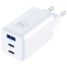 3MK 65W 3MK GaN stenski polnilnik 1xUSB-A 2xUSB-C bela