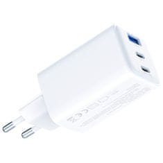 3MK 65W 3MK GaN stenski polnilnik 1xUSB-A 2xUSB-C bela