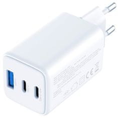 3MK 65W 3MK GaN stenski polnilnik 1xUSB-A 2xUSB-C bela