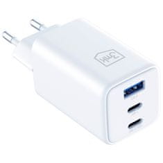 3MK 65W 3MK GaN stenski polnilnik 1xUSB-A 2xUSB-C bela