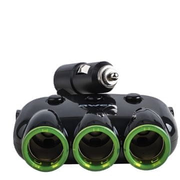 shumee AWEI C-35 avtomobilski razdelilnik, 3 vtičnice za vžigalnik, 12 V, 2 USB, črne barve