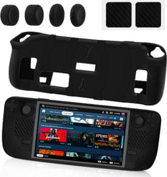 shumee OVITEK ZA IGRALNO KONZOLO VALVE STEAM DECK ČRNO SILIKON ZAŠČITNO
