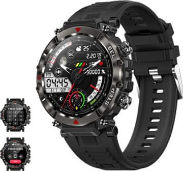 shumee PAMETNA URA 1.39" HD iOS Android Bluetooth MERILNIK PEDOMETRA SRČNEGA UTRIPA ČRNA MOŠKA