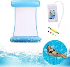 shumee VODNA viseča mreža PLAVALNA POSTELJA NAPIHLJIVA MODRA + TLAČALKA + KOVČEK 120x70cm