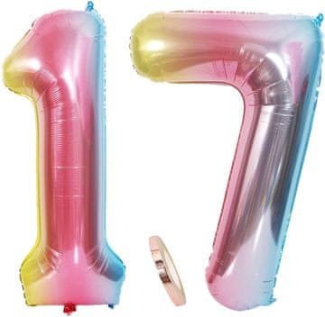 shumee DEKORACIJE BALON ŠTEVILKA 17 ROJSTNI DAN KOVINSKI 100CM