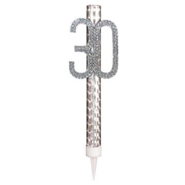 Amscan Fontana, 30. rojstni dan, srebrna, 15 cm