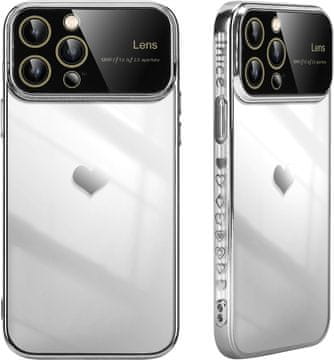 shumee OVITEK ZA APPLE IPHONE 15 SREBRN OKVIR SRCE ZAŠČITA ZA KAMERO A3102