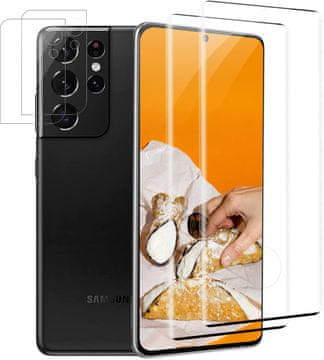 shumee 2x 9H KALJENO STEKLO ZA SAMSUNG GALAXY S21 ULTRA + ZAŠČITA ZA KAMERO SM-G998