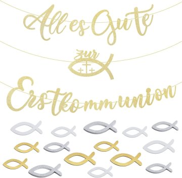 shumee GIRLANDE OKRASNI BANERI SET PRVO OBHAJILO ZLATI DODATKI