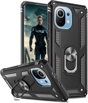 shumee OVITEK OVITEK ZA XIAOMI MI 11 ČRNO MNOGO HRBTA Z OBROČKOM