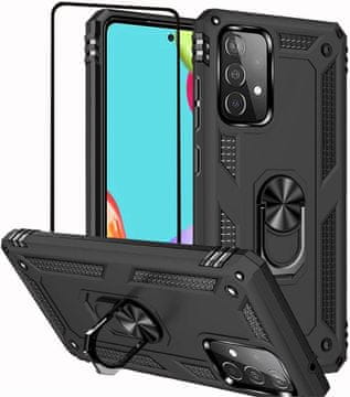 shumee OVITEK BLACK ARMOR ZA SAMSUNG GALAXY A33 5G S STOJALOM IN ZAŠČITO ZA STEKLO