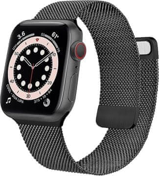 shumee PAŠEK ZA URO APPLE WATCH 1/2/3/4/5/6/7/8/9/SE 38/40/41mm ČRNO JEKLO
