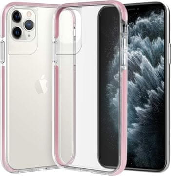 shumee OVITEK ZA APPLE IPHONE 11 PRO, PROZORNA HRBATNA STRANA, ČVRSTI ROBOVI, ROZA