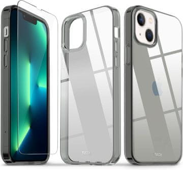 shumee SILIKONSKI OVITEK ZA APPLE IPHONE 13/14 6.10"" ZADIMLJENO SIV ZADNJA stran + STEKLO