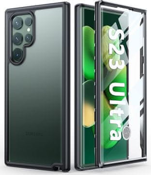 shumee BUMPER OVITEK ZA SAMSUNG GALAXY S23 ULTRA MOČEN ČRN POLPROZOREN OKVIR