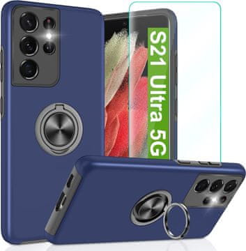 shumee OVITEK ZAŠČITNA FOLIJA ZA SAMSUNG GALAXY S21 ULTRA OVITEK NAVY BLUE SM-G998