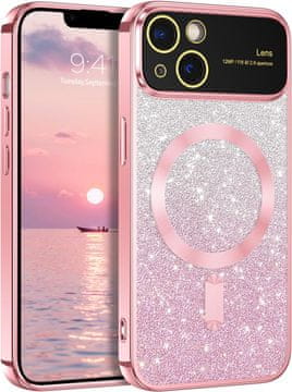 shumee OVITEK ZA APPLE IPHONE 14 6.1" SILIKONSKI PROZOREN ZADNJI VLOŽEK Z BLEŠČICAMI