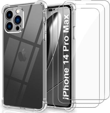 shumee OVITEK ZA APPLE IPHONE 14 PRO MAX SILIKON CLEAR + 3x KALJENO STEKLO