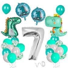 shumee ROJSTNODNEVNA DEKORACIJA SET BALONOV ZA 7. ROJSTNI DAN ZELENI DINOZAVRI VELIK