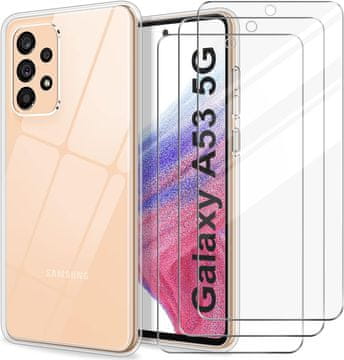 shumee OVITEK ZA SAMSUNG GALAXY A53 5G PROZOREN SILIKON 2x KALJENO STEKLO