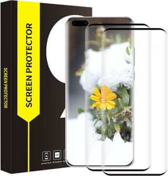 shumee 2x KALJENO STEKLO ZA HUAWEI P40 PRO S ČRNIM OKVIRJEM OJAČANO ZAŠČITO