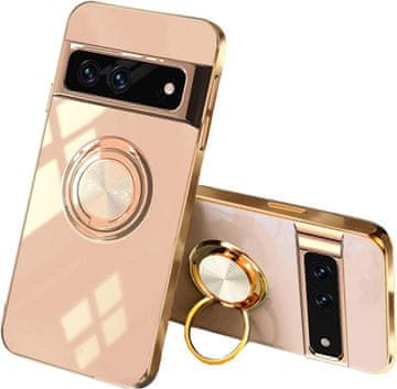 shumee OVITEK ZA GOOGLE PIXEL 7 PRO POWDER PINK SILIKONSKI HRBAT Z OBROČKOM