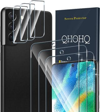 shumee 3x KALJENO STEKLO ZA SAMSUNG GALAXY S21 FE 5G + 3x ZAŠČITA ZA KAMERO SM-G990B