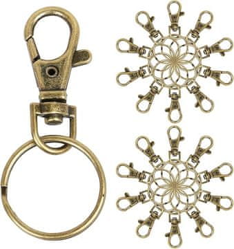 shumee 20X KARABIN SPONKA ZA KLJUČE VRTLJIVA TORBICA SPONKA ZA KLJUČE STARO ZLATO