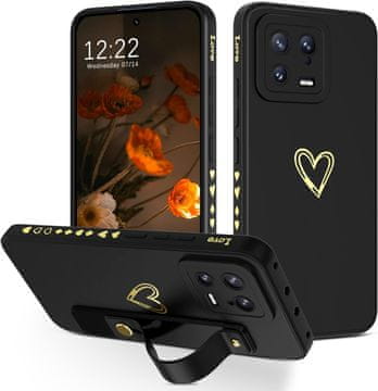 shumee ZADNJI POKROV ZA XIAOMI 13 5G BLACK GOLD DURABLE + STOJALO