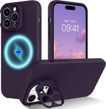 shumee APPLE IPHONE 14 PRO MAX SILIKONSKI VIJOLIČEN OVITEK ZA FOTOAPARAT MAGSAFE