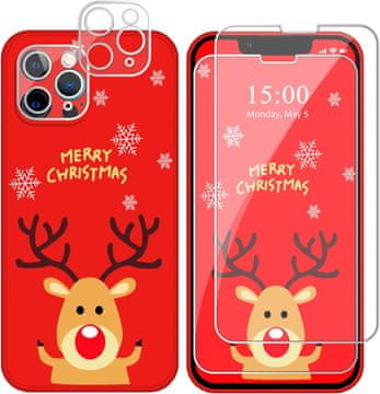 shumee BOŽIČNI OVITEK APPLE IPHONE 11 RDEČ + 2x KALJENO STEKLO